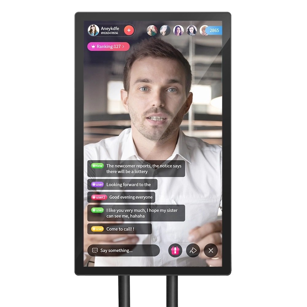 32 43 50 55 65 inch Facebook fan interactive wireless big screen video streaming stand live broadcast equipment