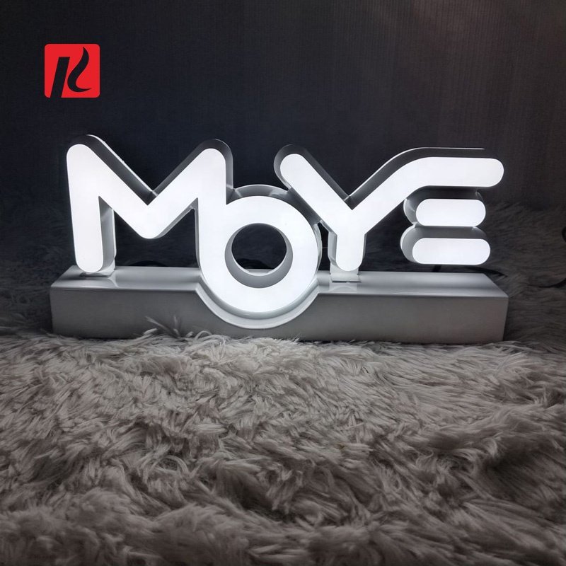 Kexian Custom Desk Top Real Estate Signs Table Top Led Display Brand Name Reception Acrylic Led Lettering Sign