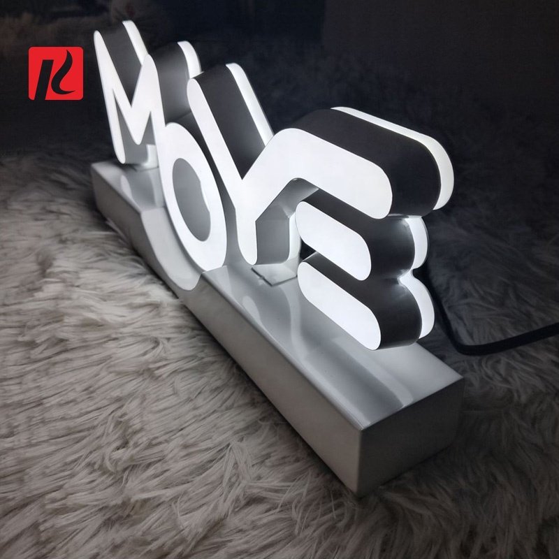 Kexian Custom Desk Top Real Estate Signs Table Top Led Display Brand Name Reception Acrylic Led Lettering Sign