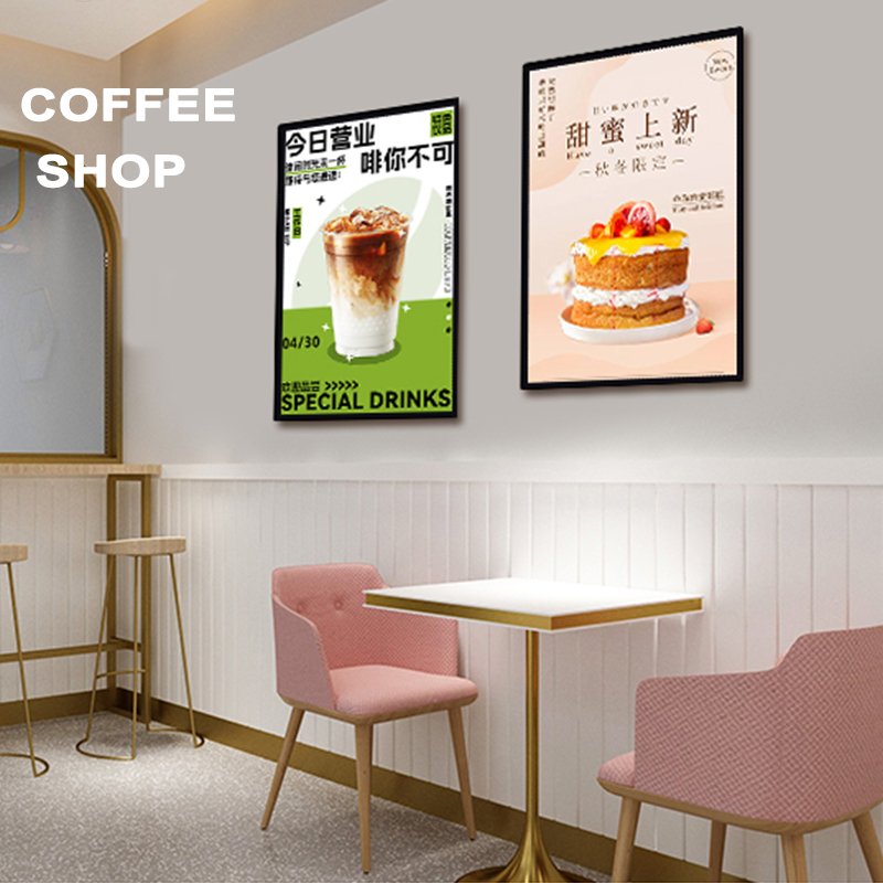 Economical Advertising LED Poster Frame Tempered Aluminum Windows Display Screen for Hotel & Restaurant Light Boxes