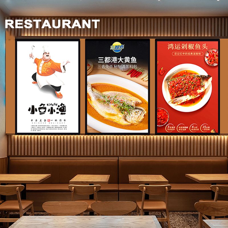 Economical Advertising LED Poster Frame Tempered Aluminum Windows Display Screen for Hotel & Restaurant Light Boxes
