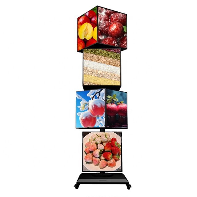 Custom Hanging Led Sign Board Outdoor Advertising Rotating 4-Sided Led Advertisement Light Box Poster Frame Sign For Business