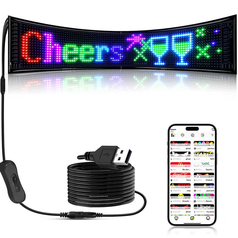 Customize Text Eyes GIF LED Matrix Panel Flexible LED Screen Eye for trucks Windshield programmable LED Sign for car bus truck