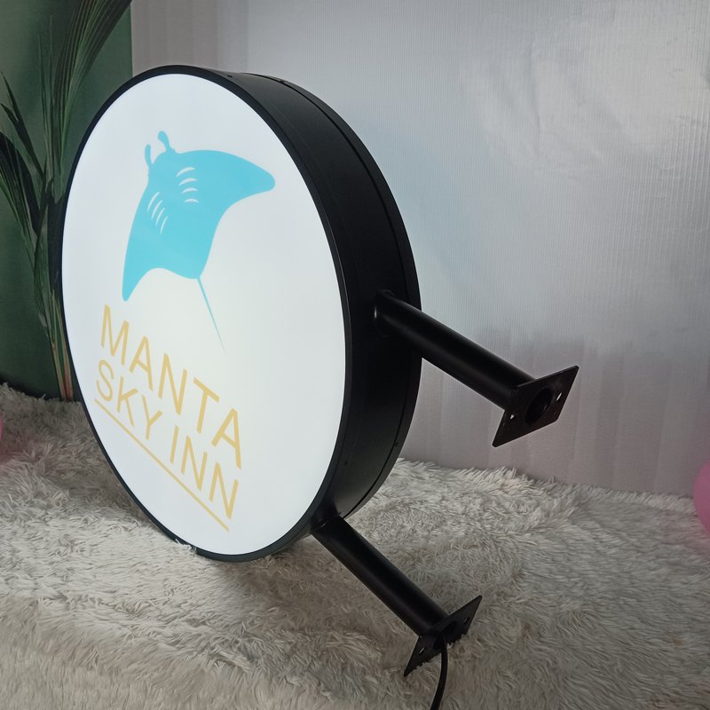 Kexian Custom Wall Hanging Sign Double Sided Acrylic Round Outdoor Advertising Light Box for Store Shop