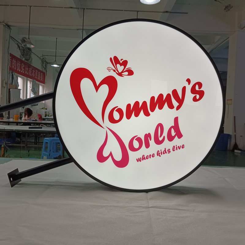 Kexian Custom Wall Hanging Sign Double Sided Acrylic Round Outdoor Advertising Light Box for Store Shop