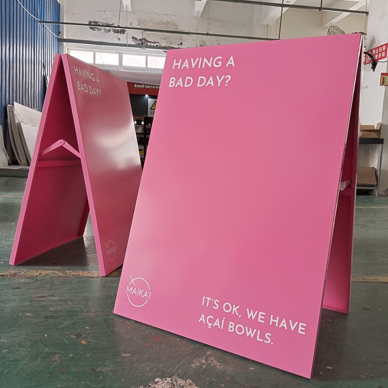 Kexian Custom Double-Sided Metal Sign Board Indoor&Outdoor Business Advertising Boards Standing Sidewalk Sign A Frame Sign Stand