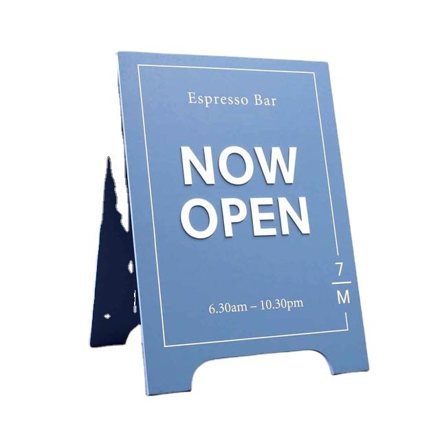 Custom Double-Sided A-Frame Signboard Folding Slide-in Sidewalk Sign for Outdoor Street Advertising Durable Poster Board