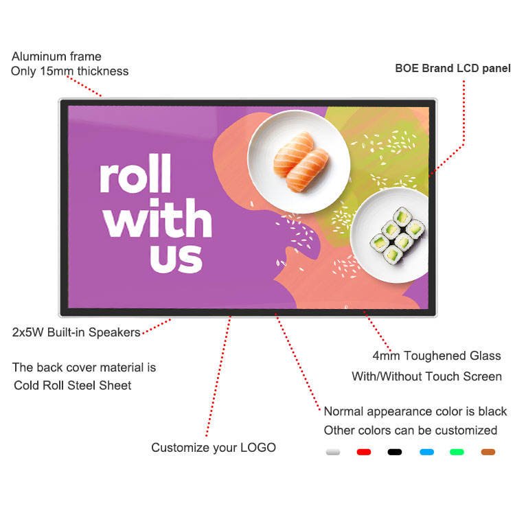 ODM OEM Advertising 21.5 Inch Indoor Wall-mounted Advertising Display Lcd Video Technical Support Kiosk