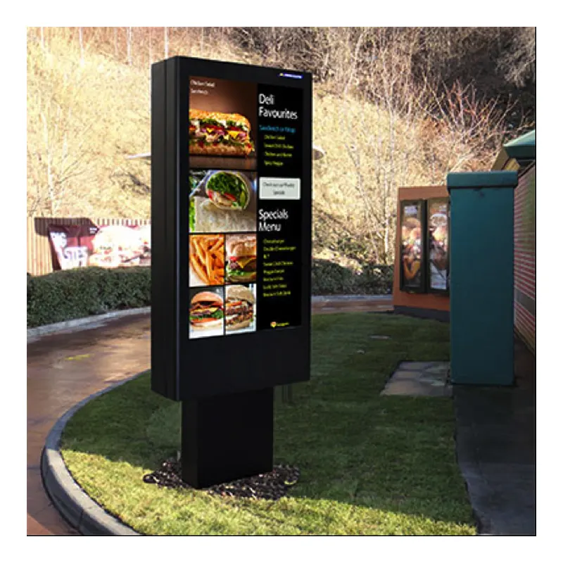 55" Outdoor KIOSK Advertising Machine Display High Brightness LCD Digital Screen Drive Thru Outdoor Advertising Menu Board