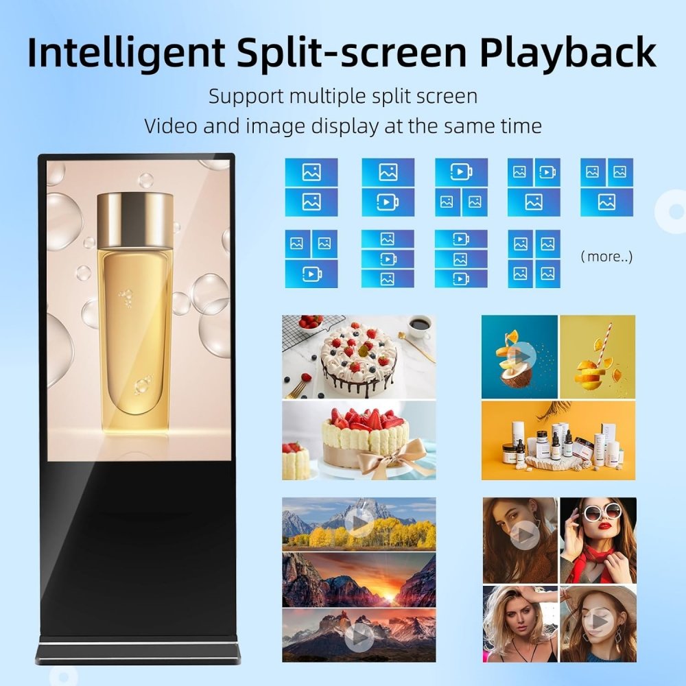 Hot 43 55 65 Smart Kiosk Vertical Advertising Player Vertical LCD Digital Signage Totem Touch Screen Floor Stand Digital Signage