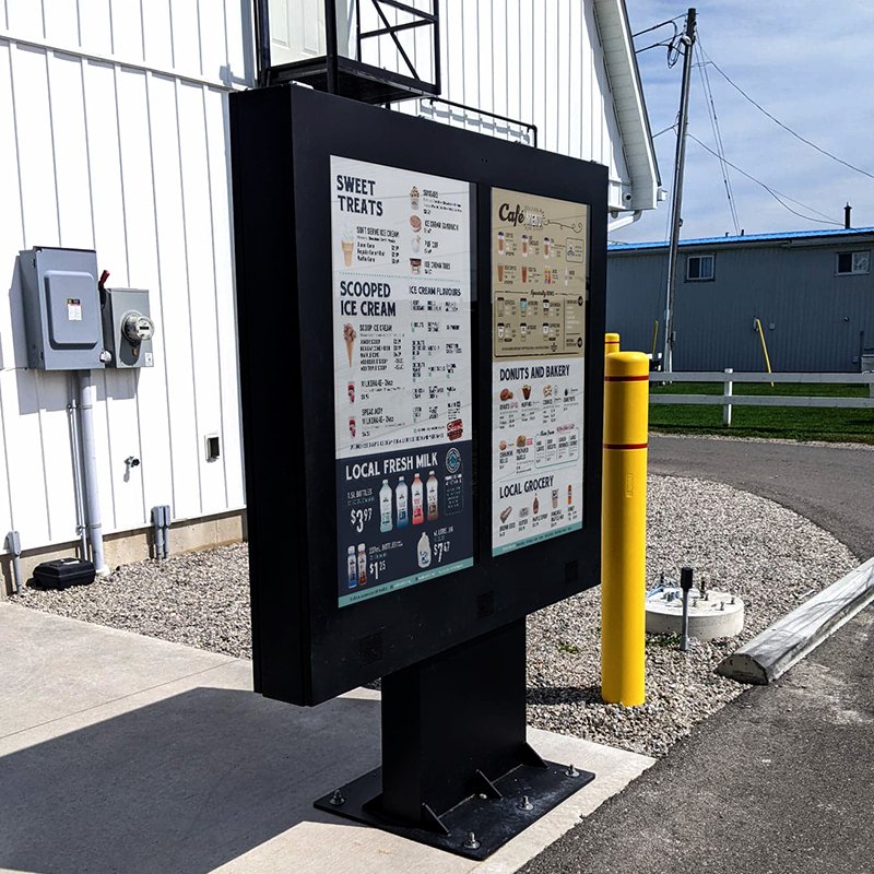 Commercial Drive Thru Kiosk Dual Display Menu Board Window 3 Drive Thru Digital Signage Speaker With Headset For Restaurant Shop