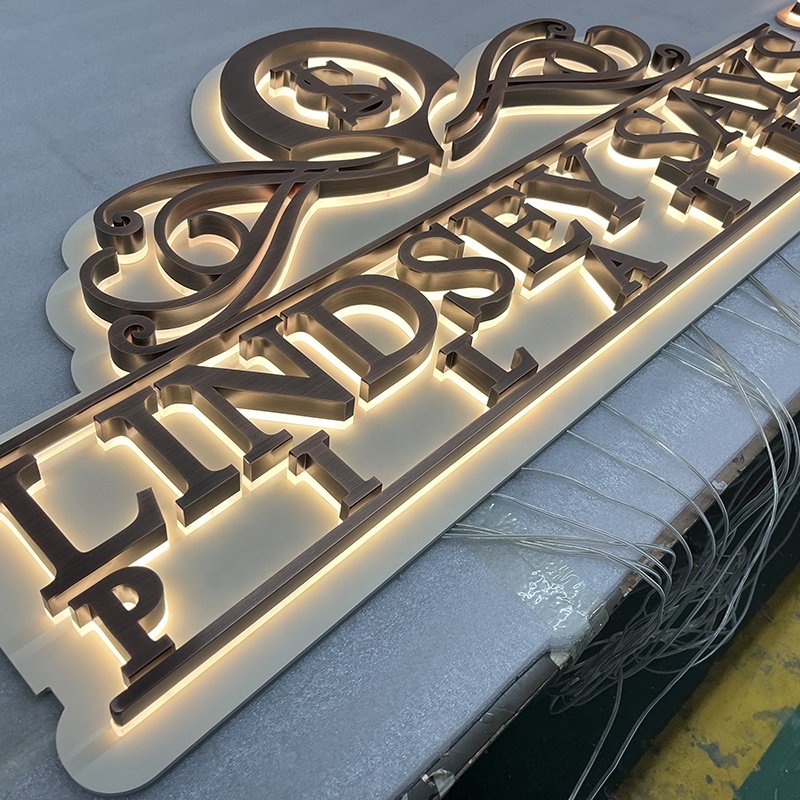 Original Factory Crafted Light-Up Large Acrylic Letters Outdoor Sign with Electroplating Retro Metal