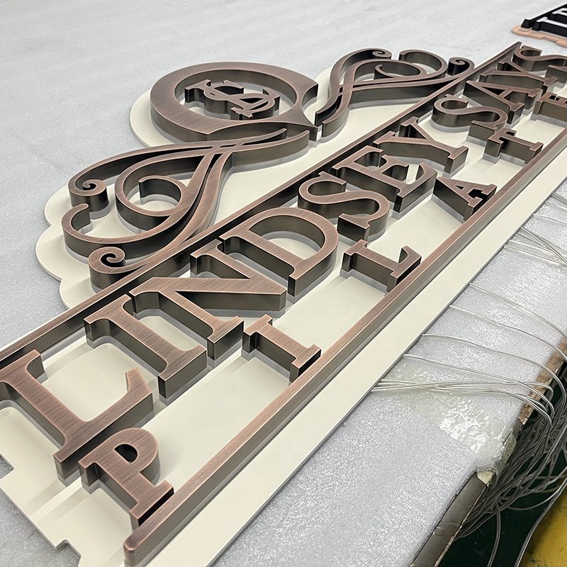 Original Factory Crafted Light-Up Large Acrylic Letters Outdoor Sign with Electroplating Retro Metal