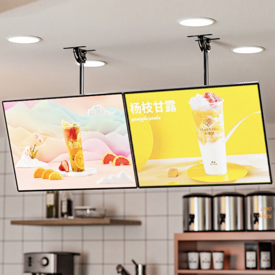 LED Power-saving Aluminum Frame Menu Board Tempered Glass Hanging Restaurant Shop Advertising Light Boxes