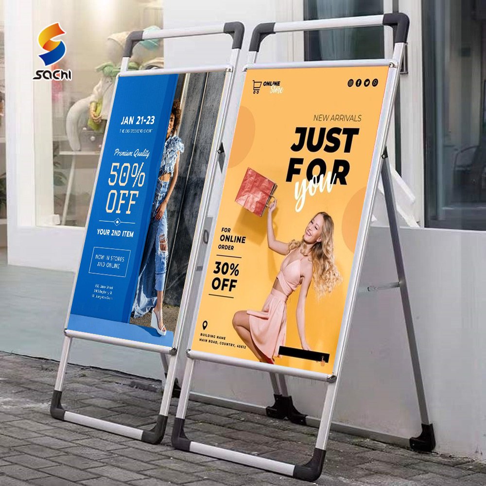 Factory Custom A Frame Aluminum Display Stands Hand Carried Sign Portable Outdoor Advertising Poster Stand