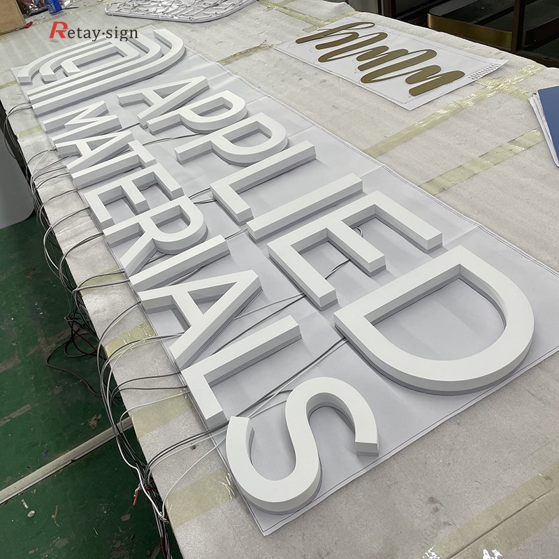 Outdoor shop advertising 3d backlit led marquee Stainless Steel display letters sign board
