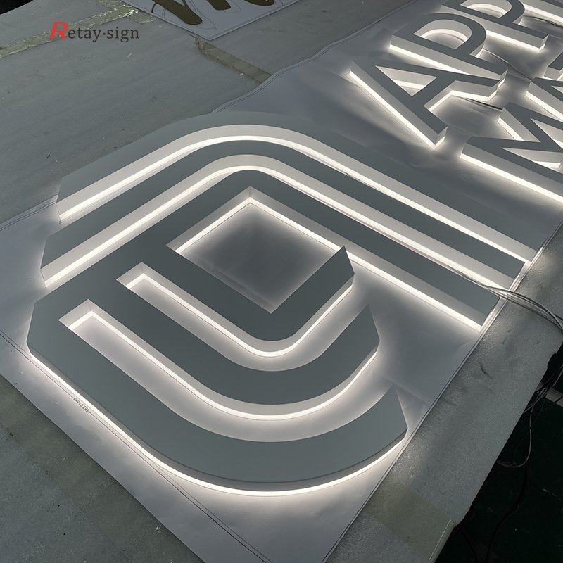 Outdoor shop advertising 3d backlit led marquee Stainless Steel display letters sign board