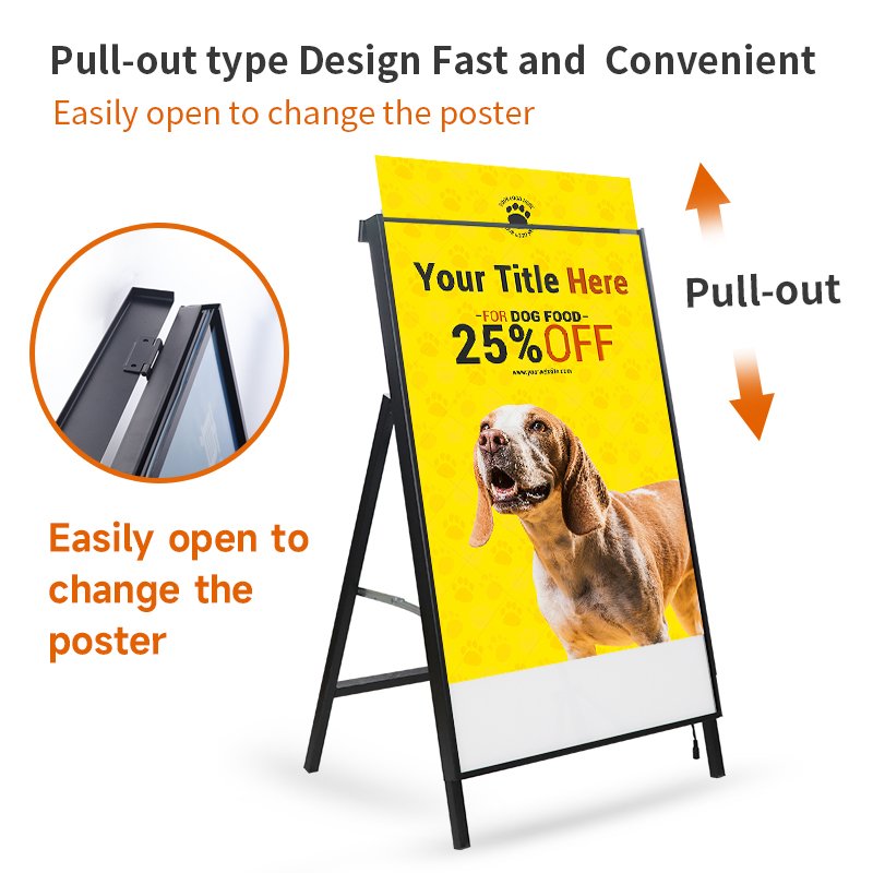 A1 A2 Portable Vertical Poster Display Rack, Mall Advertising Promotion Framework, Slim LED Light Box