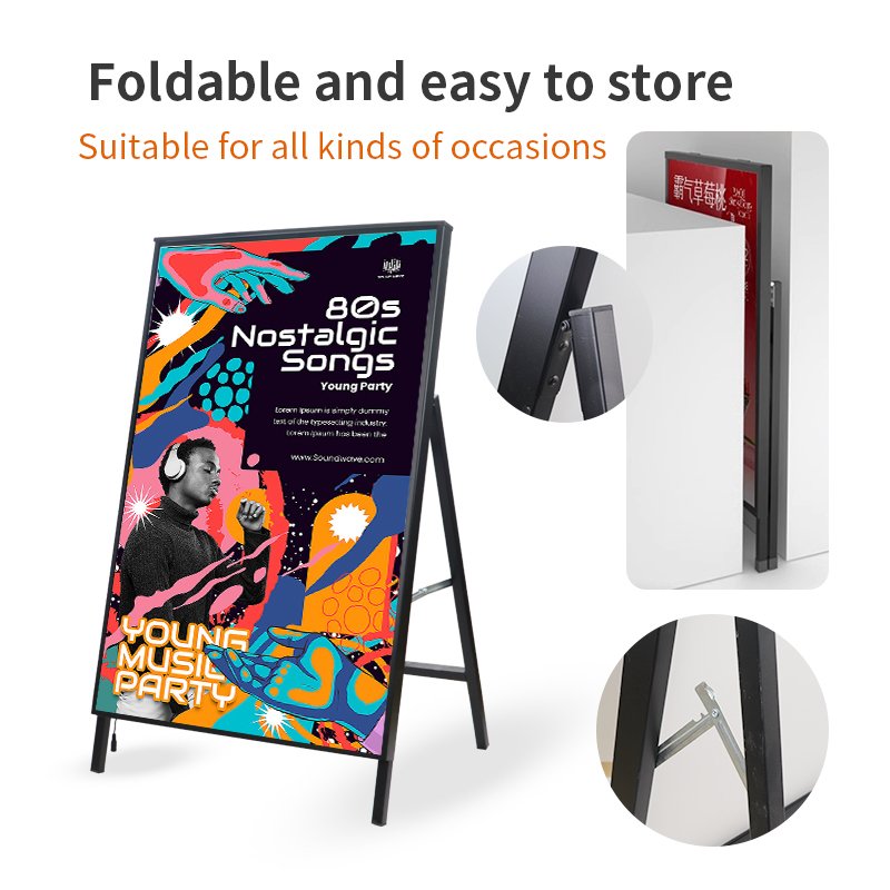 A1 A2 Portable Vertical Poster Display Rack, Mall Advertising Promotion Framework, Slim LED Light Box