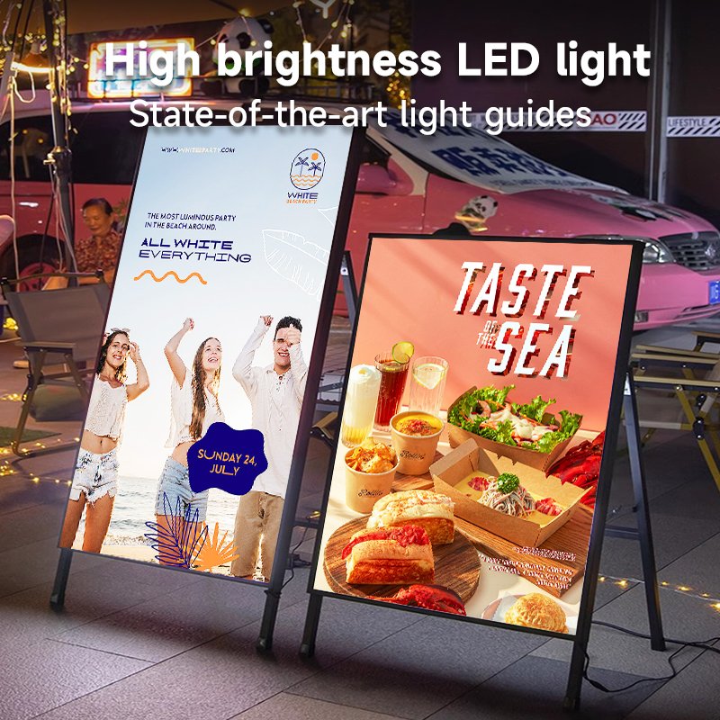 A1 A2 Portable Vertical Poster Display Rack, Mall Advertising Promotion Framework, Slim LED Light Box