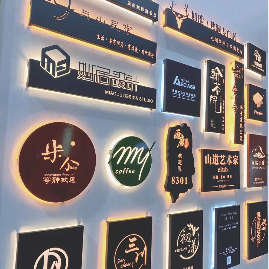 Ins mirror stainless steel hollow light box advertisement Door signboard billboard making outdoor wall display board
