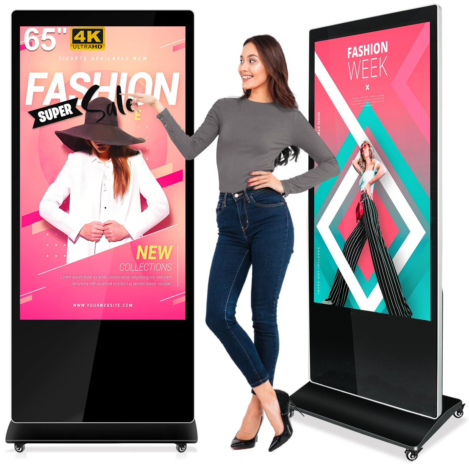 Monitors totem 75-inch 4K led/LCD display smart board kiosk stands Advertising screen digital signage and displays for mall