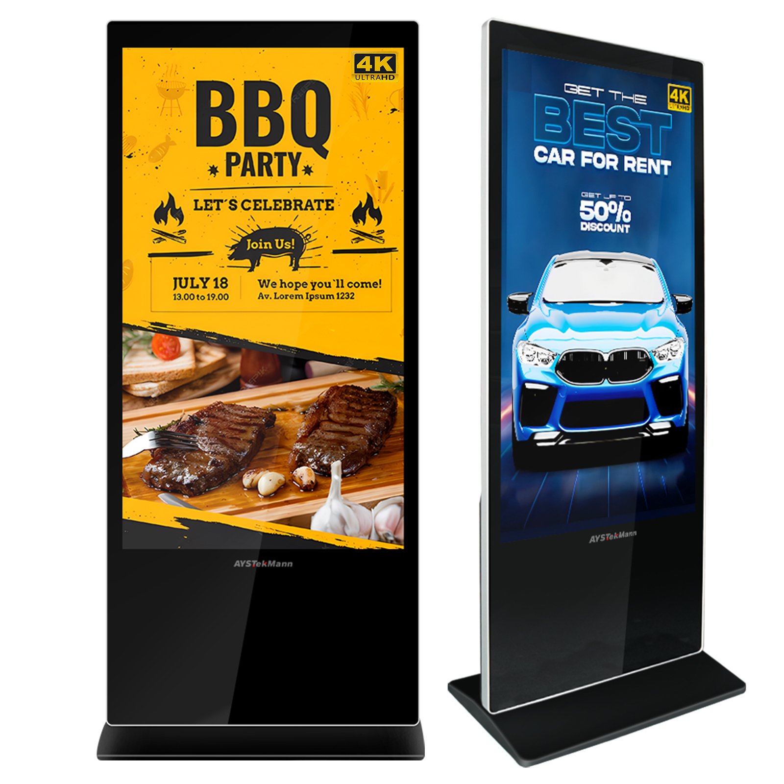 Monitors totem 75-inch 4K led/LCD display smart board kiosk stands Advertising screen digital signage and displays for mall
