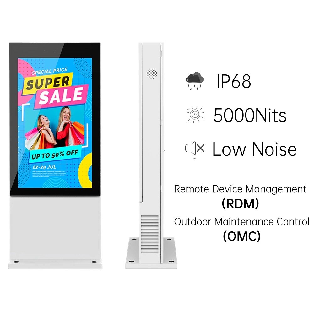 Outdoor Waterproof Touch Kiosk IP65 Display 4K 2K 1080P LCD Digital Signage Totem Android OS Media Advertising Floor Mounted