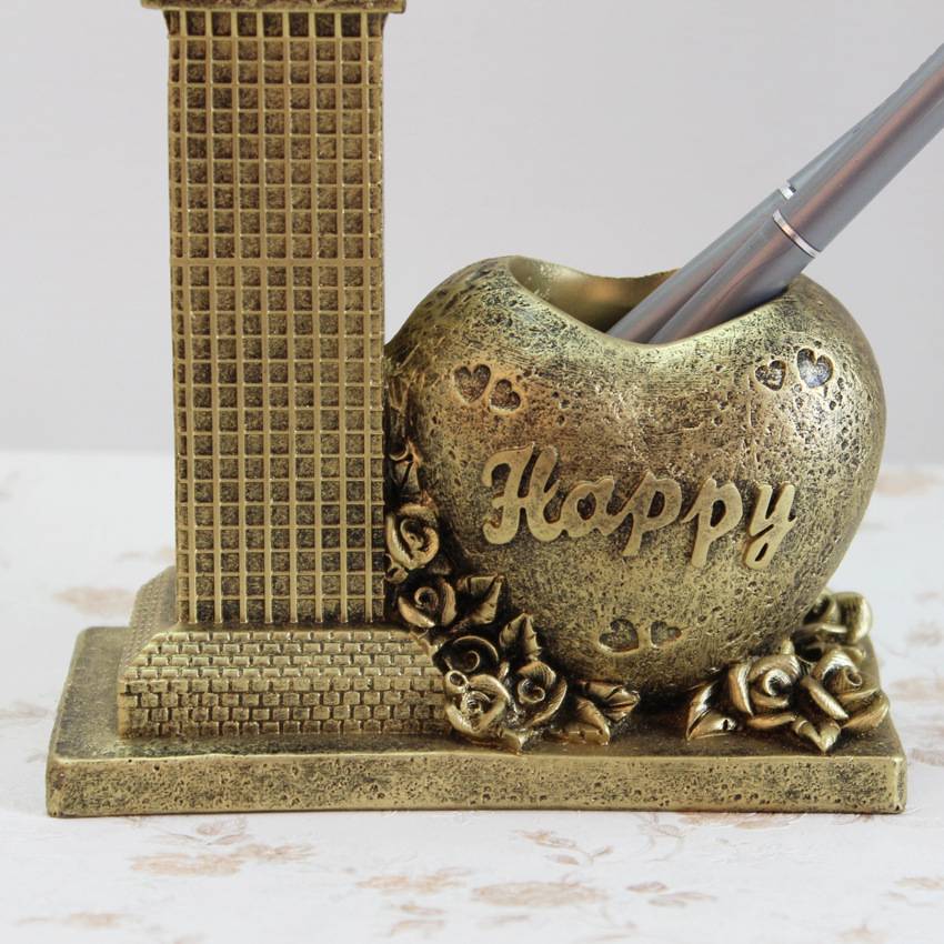 Resin crafts European -style clock pen holder decoration study decoration student gift manufacturer direct sales