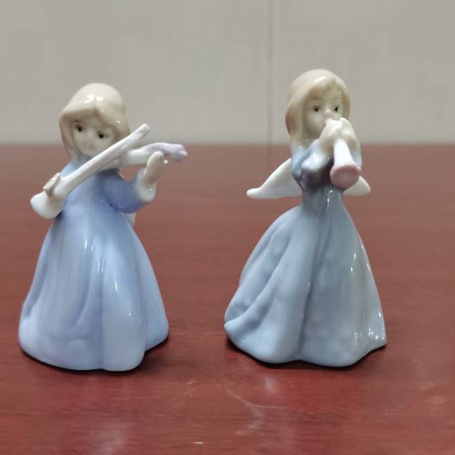 Exporting to the original single -end hand -painted ceramic girl angel all -porcelain ornament a pair of creative gift crafts