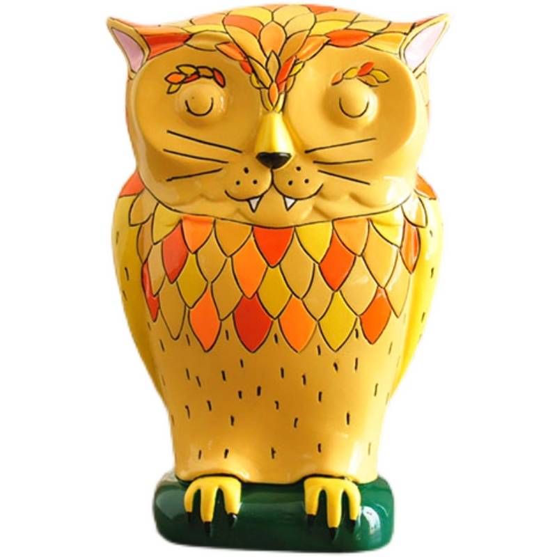Rural handmade painted lion head owl creative design ornaments garden terrace decoration gift
