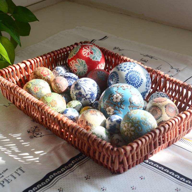 Jingdezhen Home Ceramics Swing Decoration Ball Fish Tank Pond Floating Ball Blue and White Porcelain Desktop Decoration