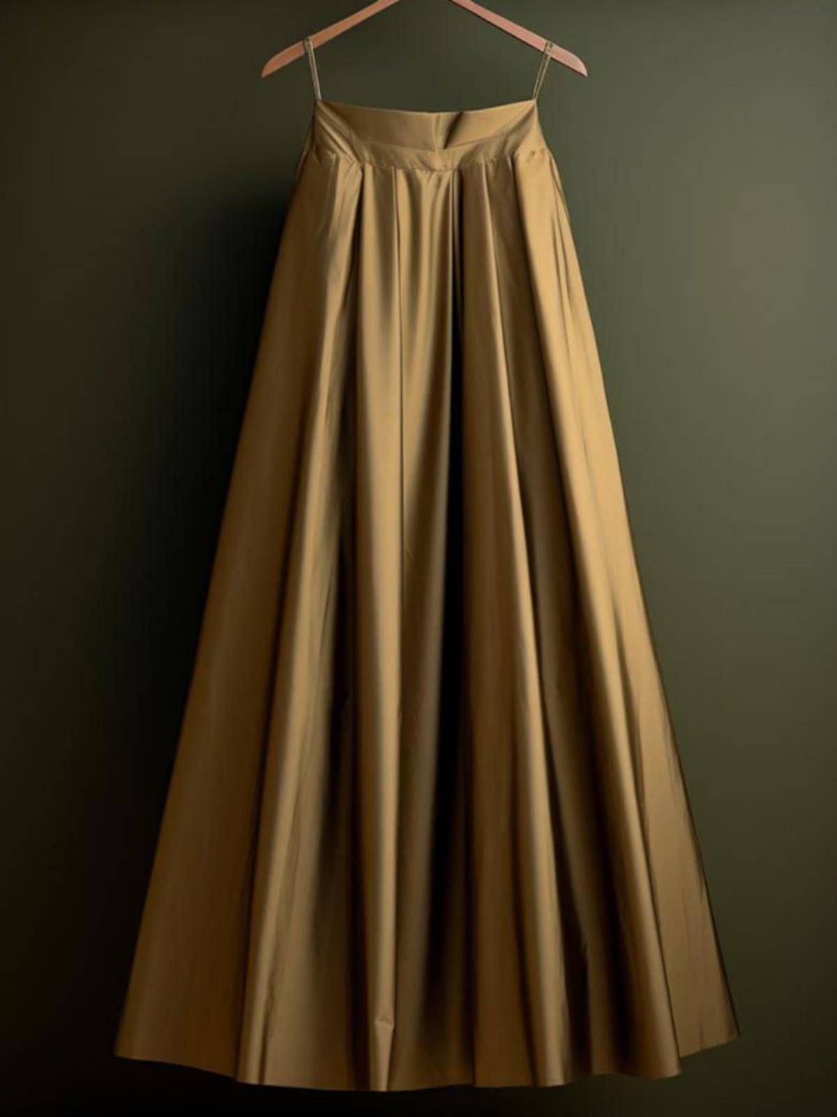 High -waist atmospheric brown pleated skirt female