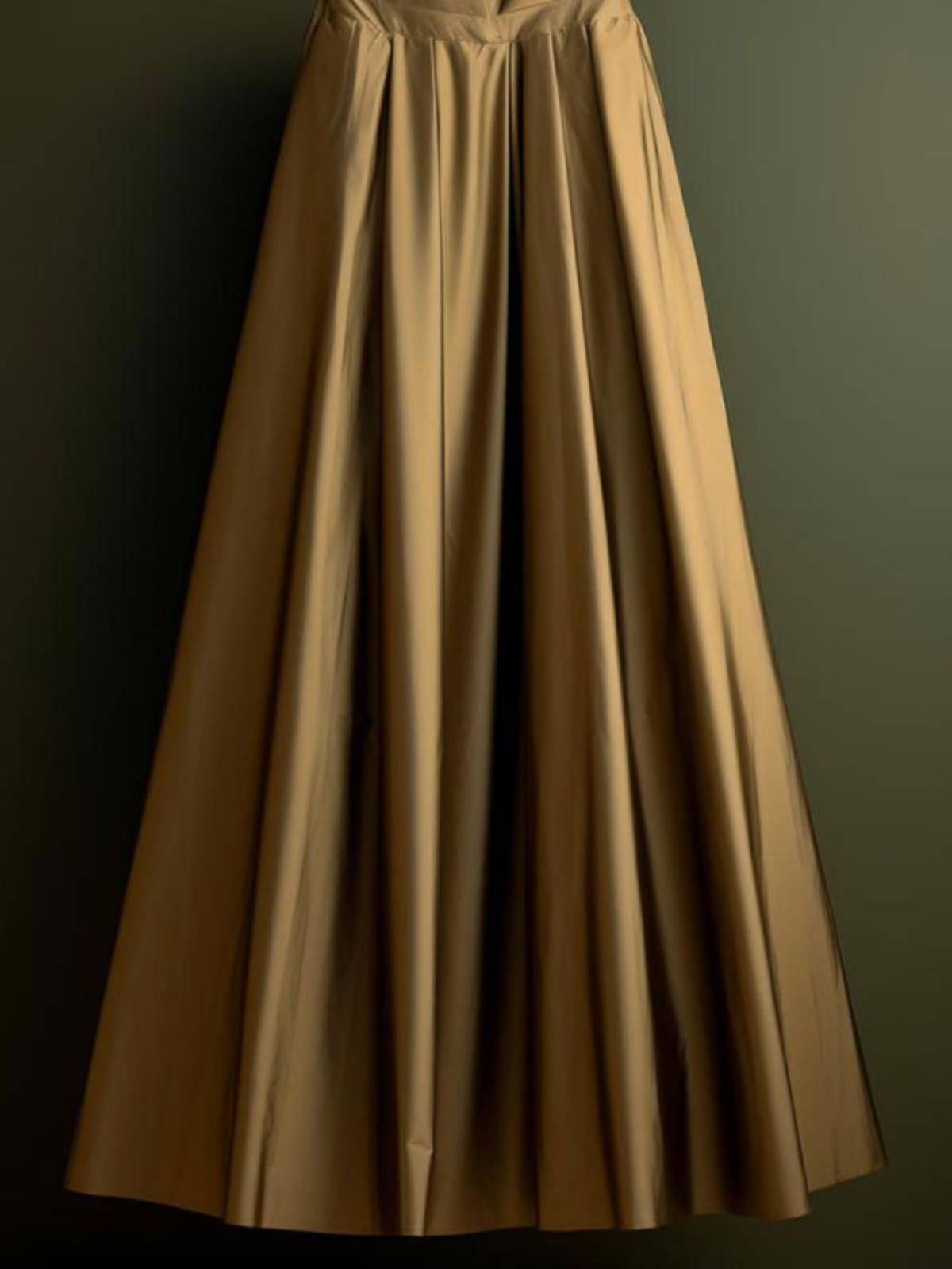 High -waist atmospheric brown pleated skirt female