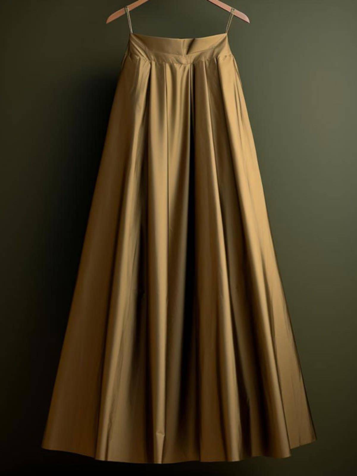 High -waist atmospheric brown pleated skirt female
