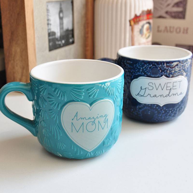 Village retro relief art water cup cup breakfast cup home office Heman decoration decoration
