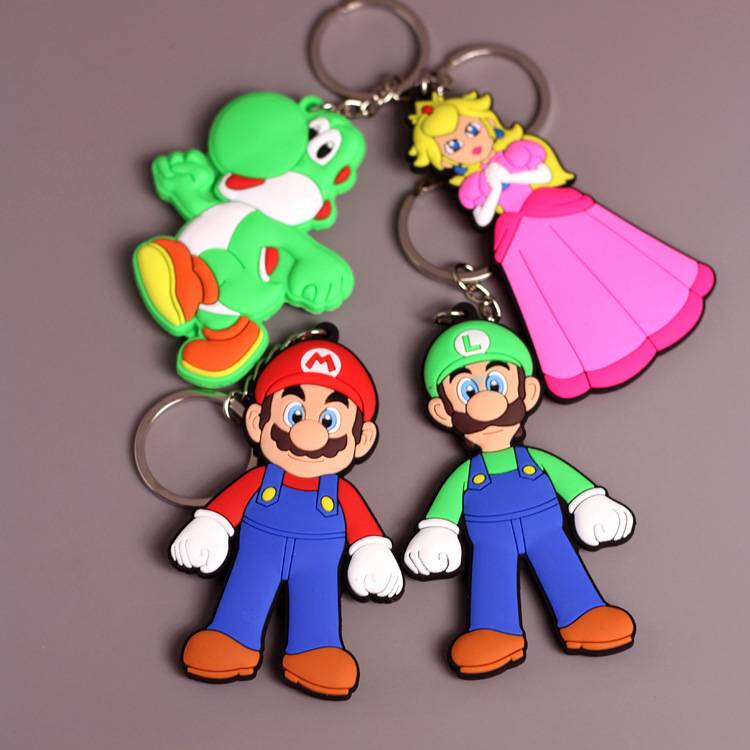 Large thickened double -sided Mario Brothers keychain Super Marie PVC bag pendant doll key chain