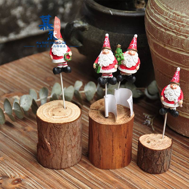 Pastoral Village Painted Santa Claus Plug -in Plug -in Fun Christmas Festival Cake Accessories Small Gift