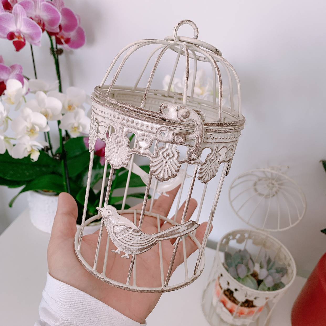 Exporting pastoral garden iron lace as old bird cage suspension decorative home flower ornaments