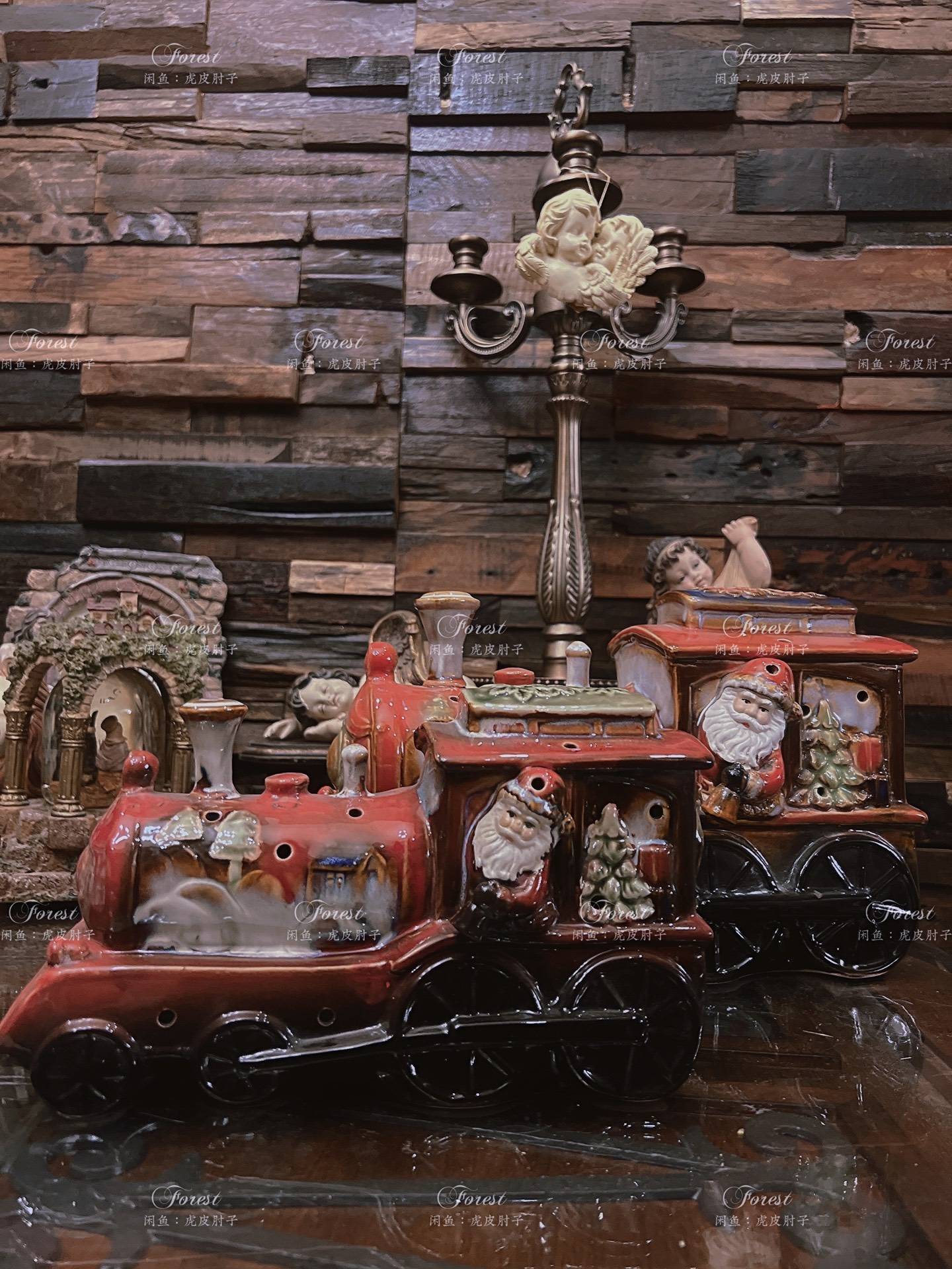 Export high -temperature ceramic kiln becomes glaze Christmas train big decoration