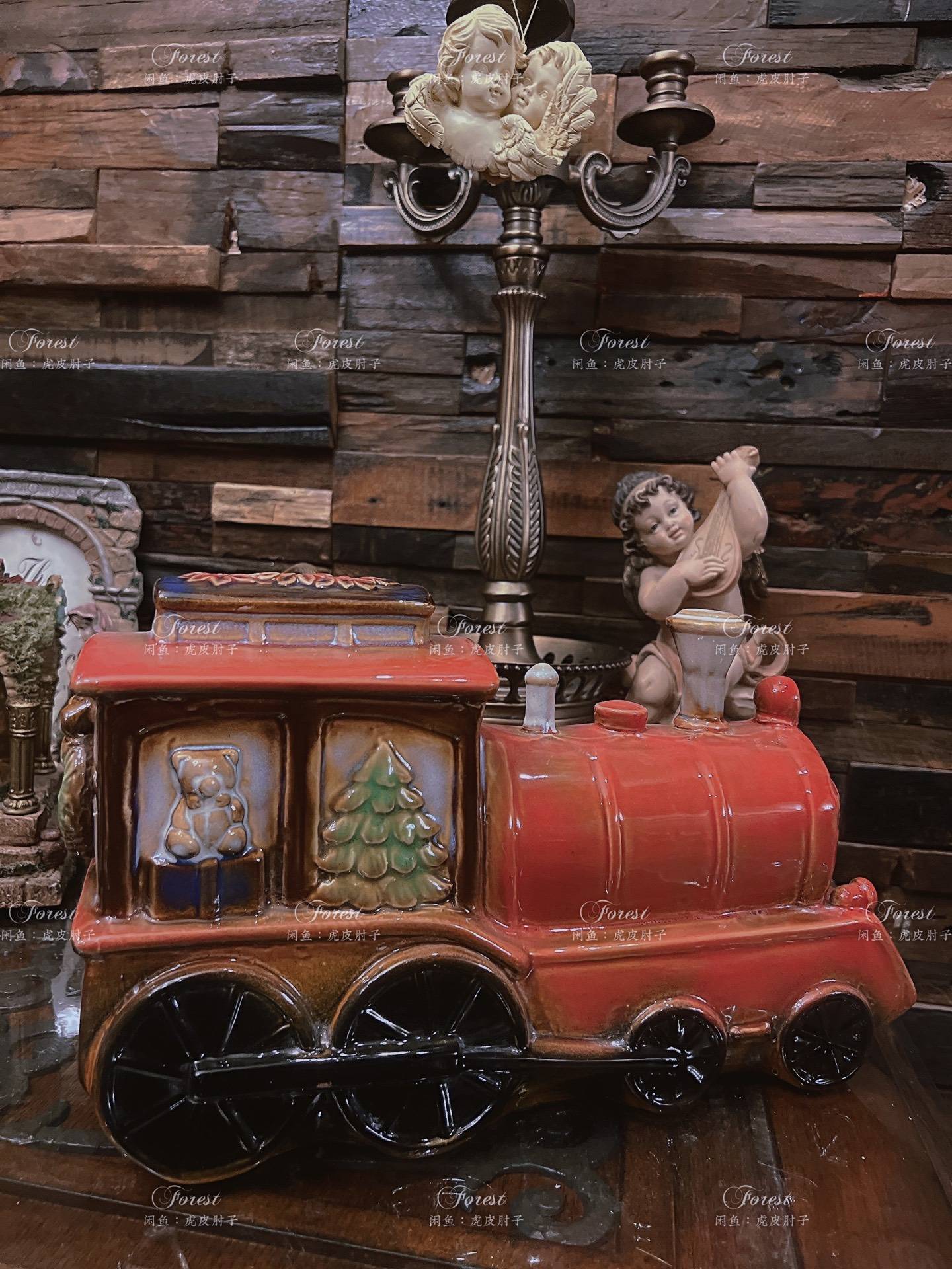 Export high -temperature ceramic kiln becomes glaze Christmas train big decoration