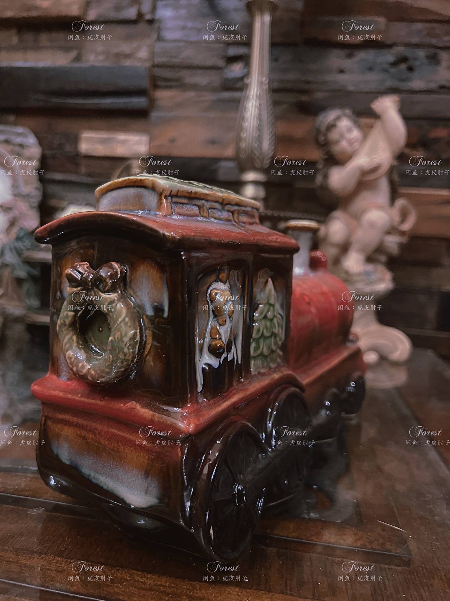 Export high -temperature ceramic kiln becomes glaze Christmas train big decoration