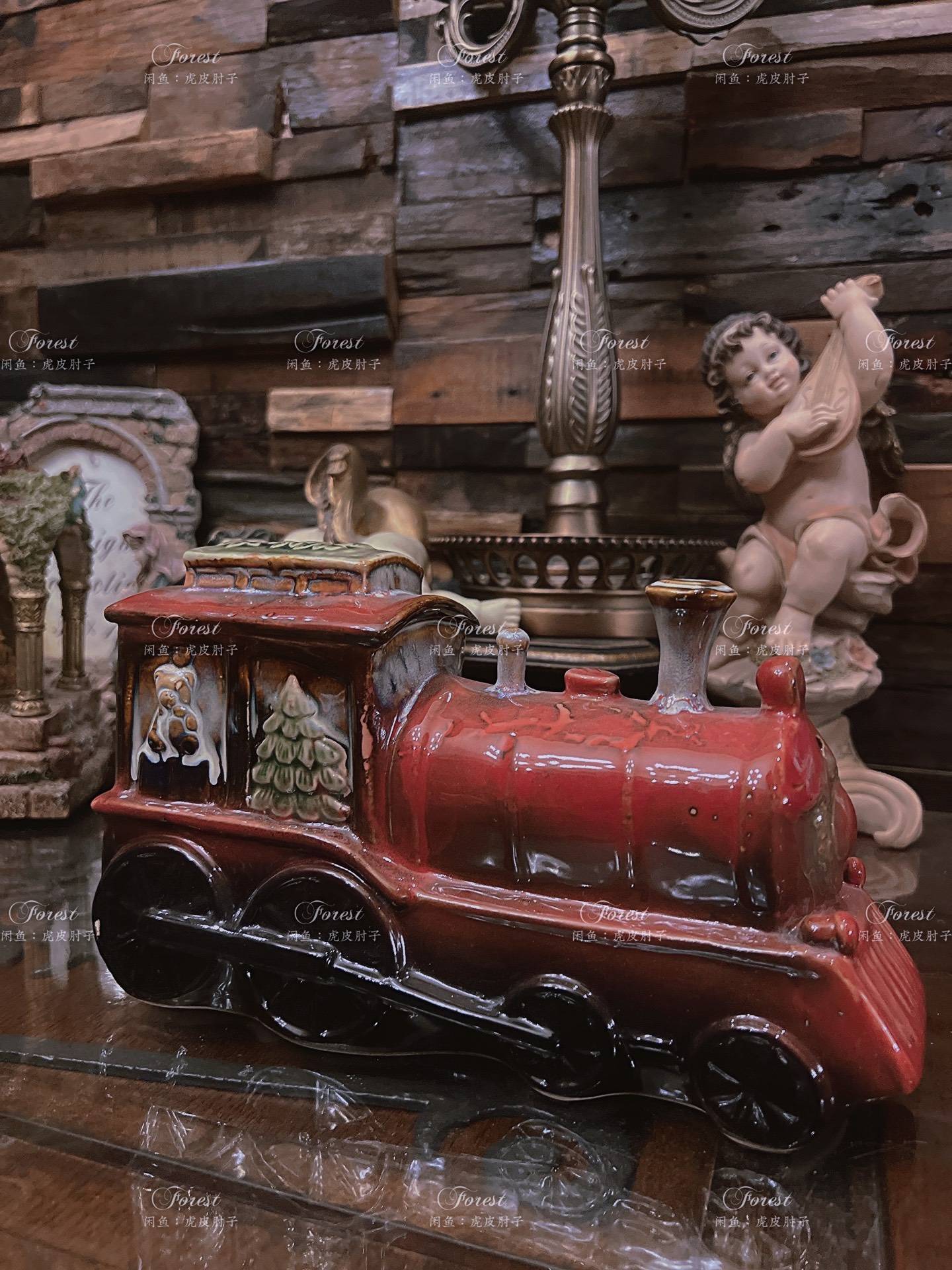Export high -temperature ceramic kiln becomes glaze Christmas train big decoration