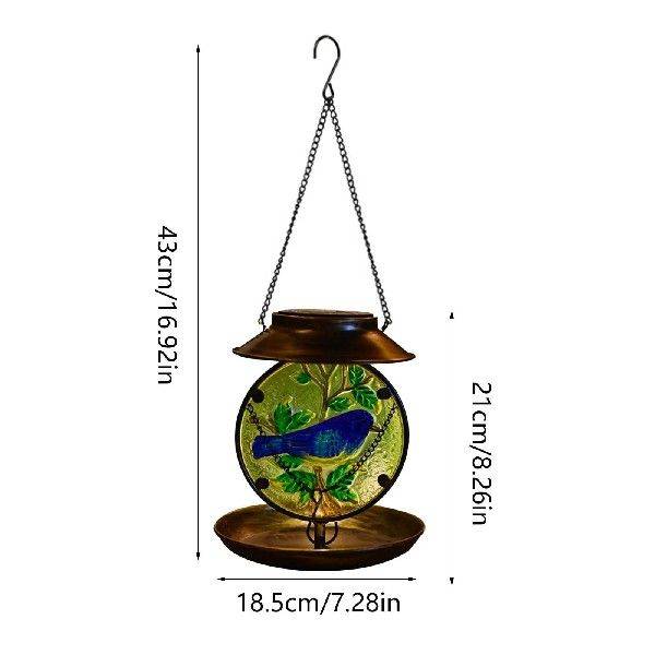 Blue Vintage Bird Feeder Solar Light Bird Feeder Decoration