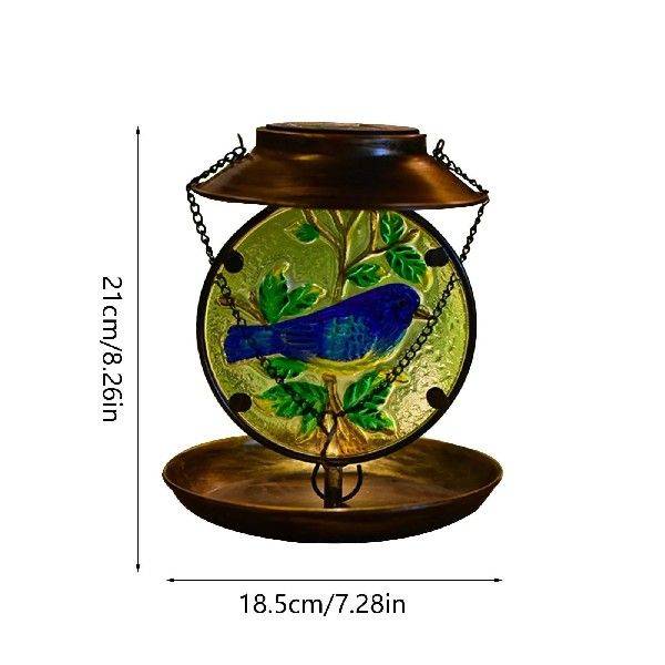 Blue Vintage Bird Feeder Solar Light Bird Feeder Decoration