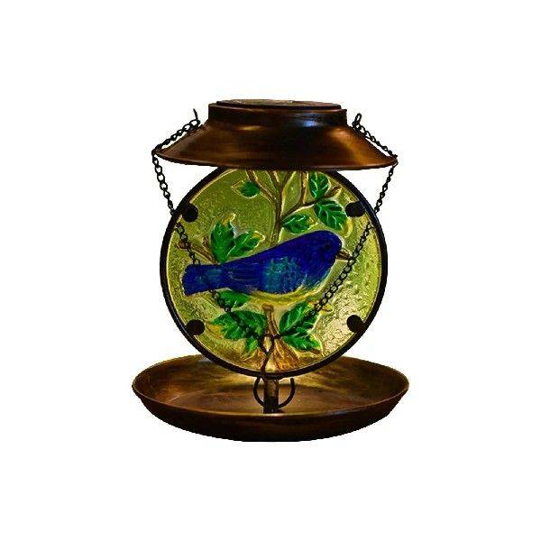 Blue Vintage Bird Feeder Solar Light Bird Feeder Decoration