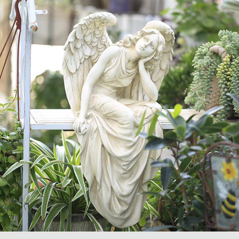 2023 new European -style retro sitting position Angel garden garden balcony decoration resin statue desktop