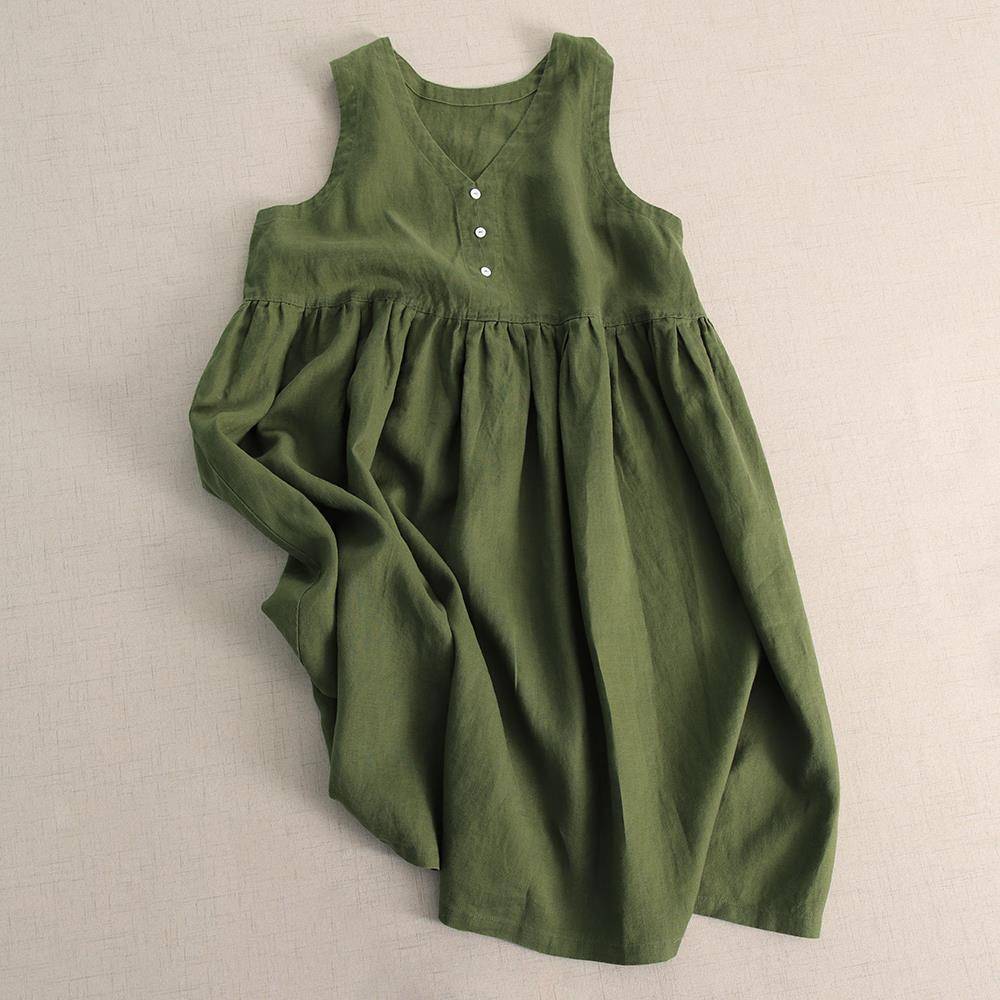 The vest skirt is wearing age -reducing literary linen before and after