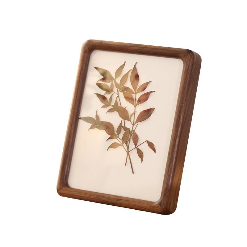 Round -corner photo frame/Creative wood workshop black walnut solid wood simplicity Nordic style painting frame outer frame hanging wall ornament