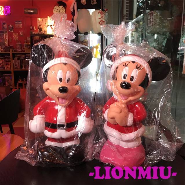 Japan Foreign Single Showa veteran big Christmas special version of the Mickey Minnie money pot decoration one pair